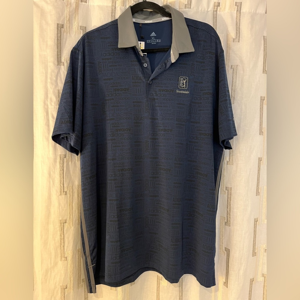 Adidas, size XL golf polo, spf 50, TPS Scottsdale logo, new with tags